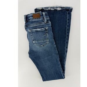 BKE Jeans Girls 10 Blue Flare Raw Hem Medium Wash Fade Denim Pants